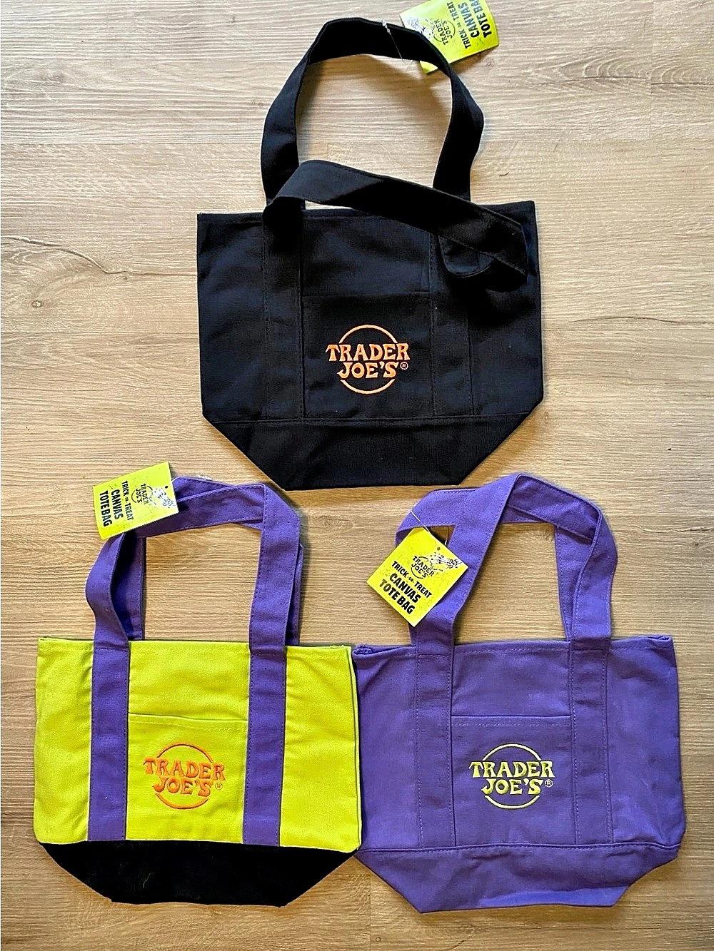 Trader Joe's Trick-or-Treat Mini Canvas Tote Bag Set